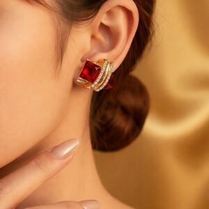 Radiant Red and Gold Statement Earrings